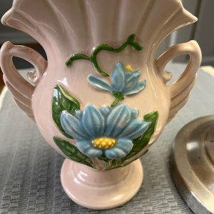 Vintage Hull Art Pottery Pink Floral Vase 6" Tall Urn Shaped Pink Hull Vase